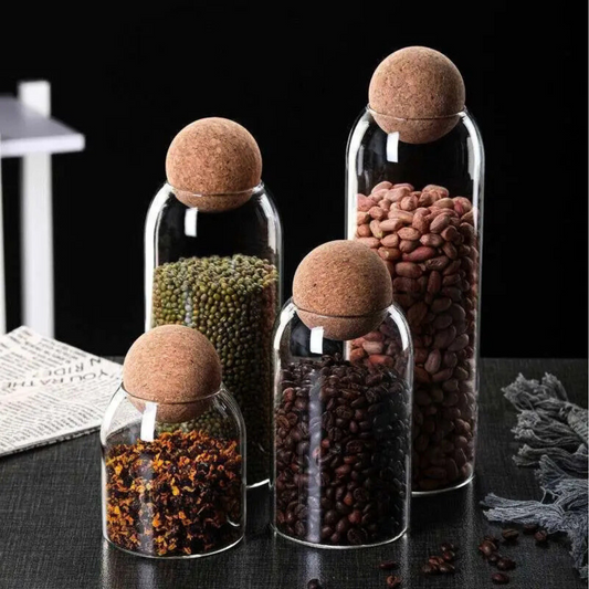 Jar with Cork Ball Lid ( Set Of 4)