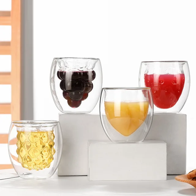 Creative fruit Shape Double wall glass cup