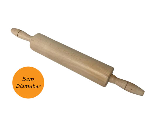 Birch Wood Rolling Pin with rotating hands (45cm)