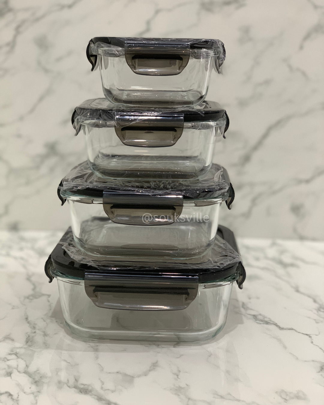 Square Glass Containers (Set of 4)