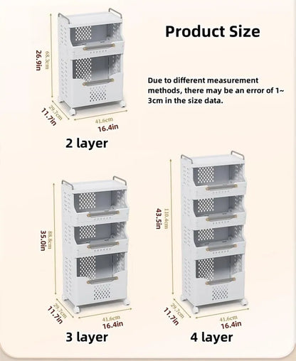 4 tiers Foldable Basket with Wheels