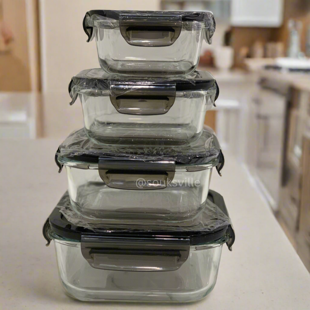 Square Glass Containers (Set of 4)