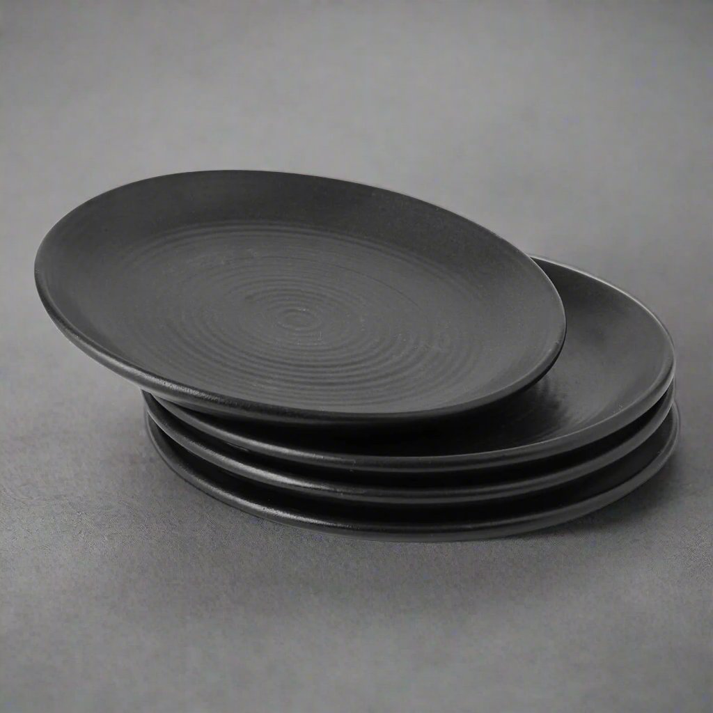 Matt Black Ripple Dinner Plate (Set of 6)