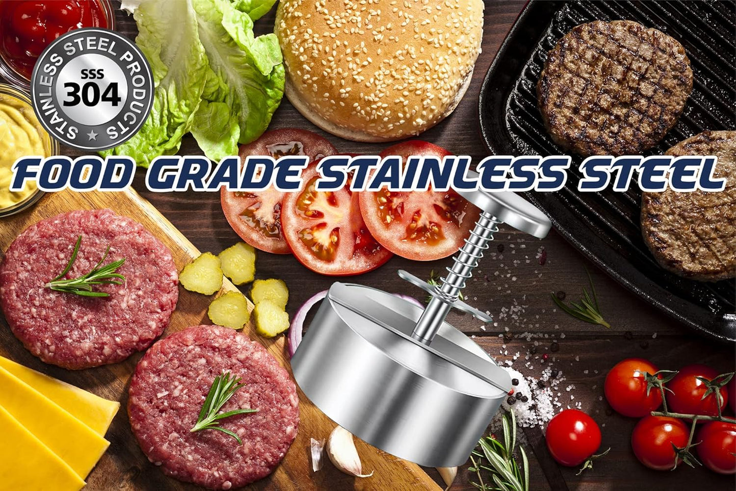 Stainless Steel Hamburger Press Patty Maker