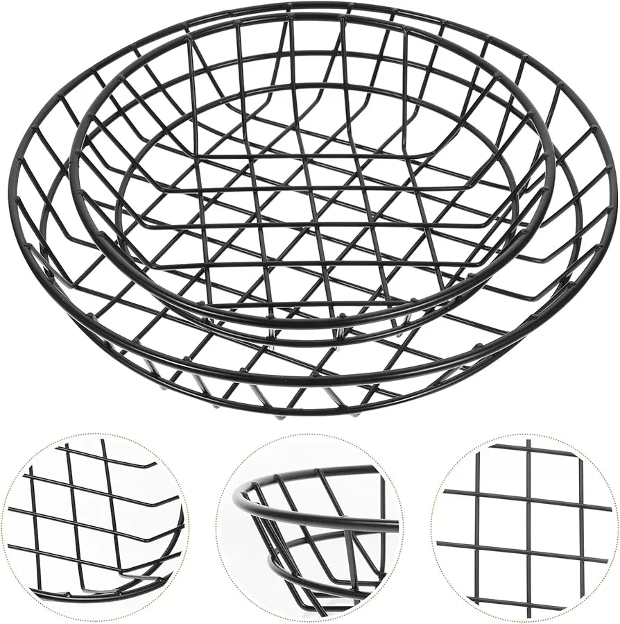 Black Round Serving Basket (Set of 2)