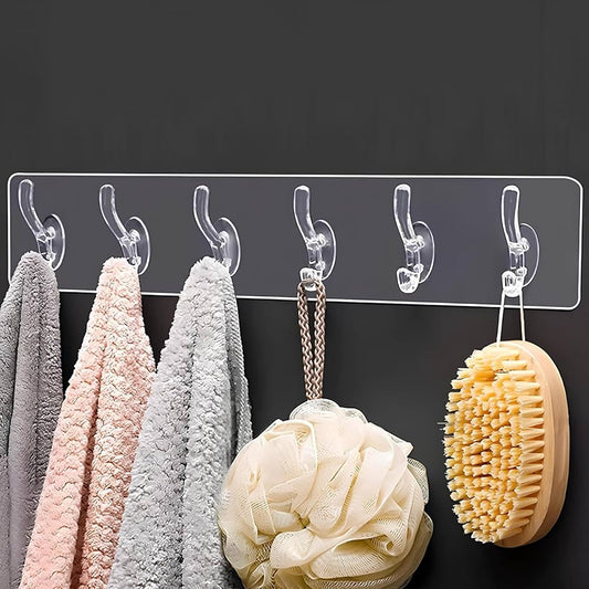 6 in 1 Self Adhesive Transparent Hook (3 pcs)