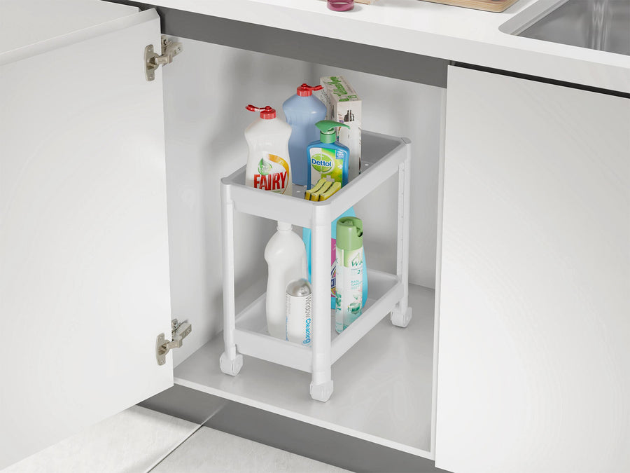 Multipurpose 2 tier organizer shelf with wheels