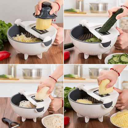 9 in 1 Vegetable Cutter With Drain Basket