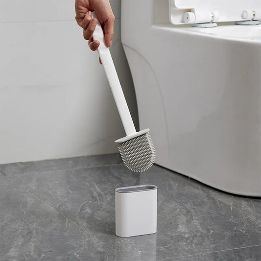 Oval Silicone Toilet Brush with Stand 