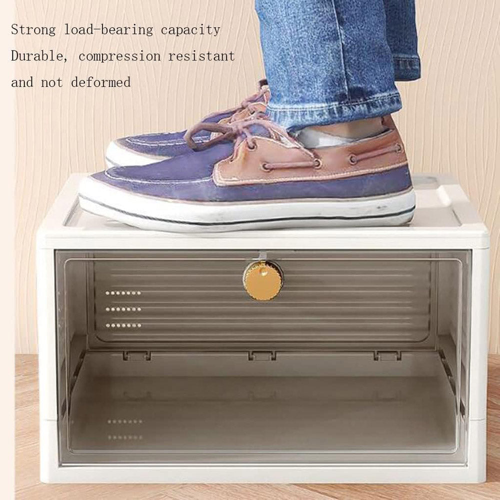 Transparent Shoe Box Dormitory Folding Storage Space-Saving Assembly Shoe Box Rack Thickened Dustproof Stackable Shoe Cabinet