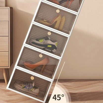 Transparent Shoe Box Dormitory Folding Storage Space-Saving Assembly Shoe Box Rack Thickened Dustproof Stackable Shoe Cabinet