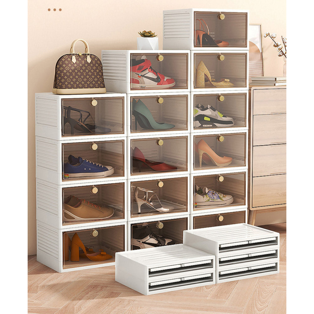 Transparent Shoe Box Dormitory Folding Storage Space-Saving Assembly Shoe Box Rack Thickened Dustproof Stackable Shoe Cabinet