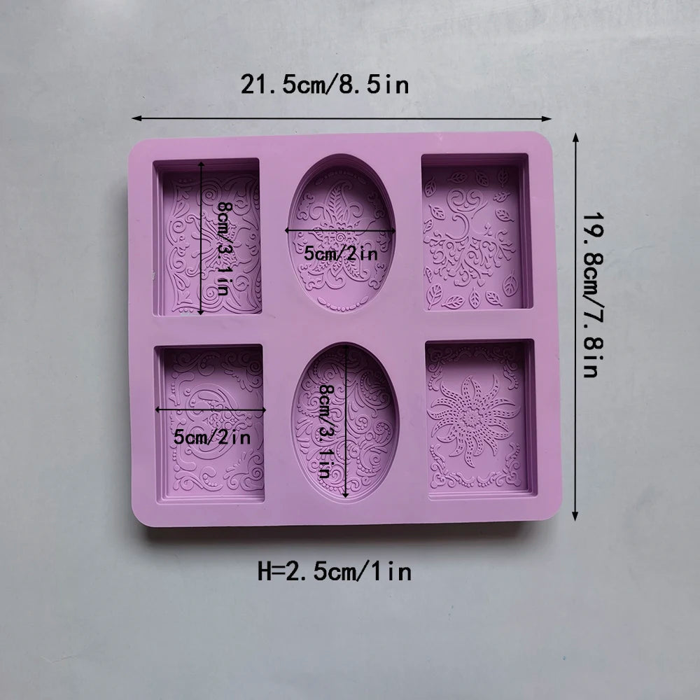 Oval and Square Flower Carving Soap Mould