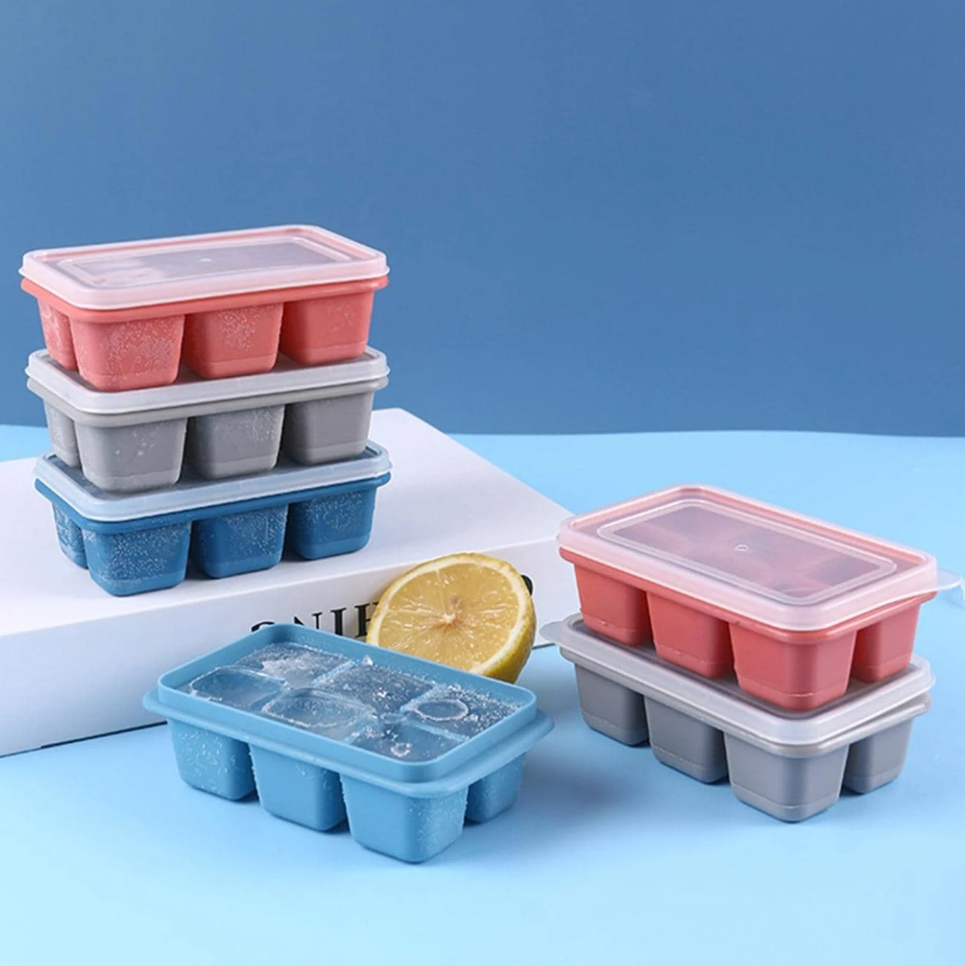 Ice Cube Tray With Lid (3 Pcs)