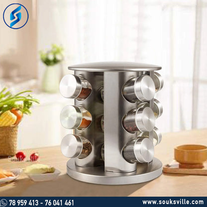 Spice Jar Rotatable Stand Set