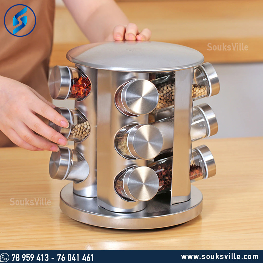 Spice Jar Rotatable Stand Set