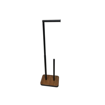 Iron Toilet Paper Holder with Wooden Base