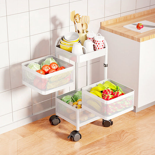 Kitchen Rotating Storage Trolley Cart