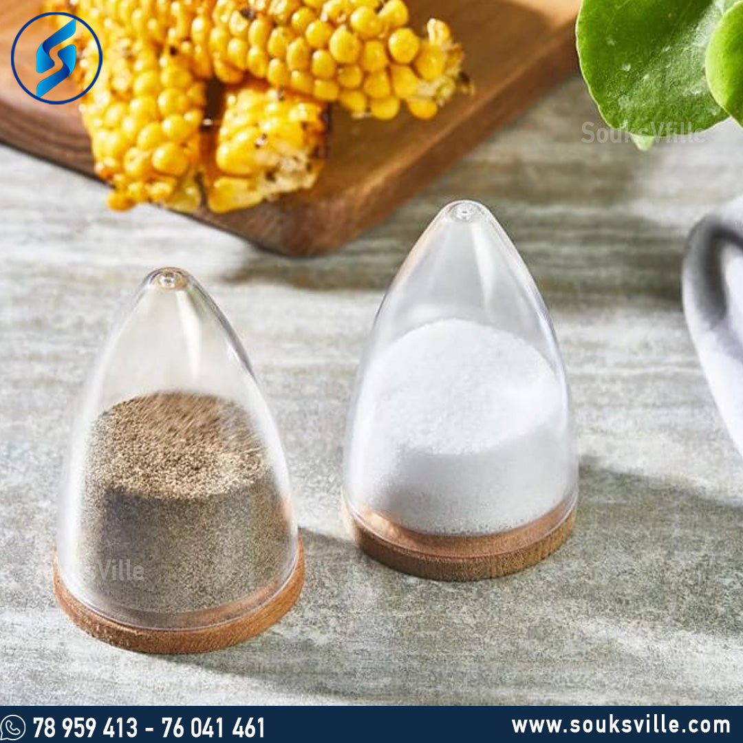 Salt and Pepper Set with Wooden Base